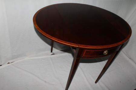 English Regency Style Mahogany Drop Leaf Table, Banded with Inlaid, Circa 1920's English Regency Style Mahogany Drop Leaf Table, Banded with Inlaid, Circa 1920's