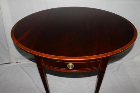 English Regency Style Mahogany Drop Leaf Table, Banded with Inlaid, Circa 1920's English Regency Style Mahogany Drop Leaf Table, Banded with Inlaid, Circa 1920's