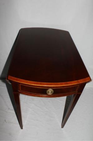 English Regency Style Mahogany Drop Leaf Table, Banded with Inlaid, Circa 1920's English Regency Style Mahogany Drop Leaf Table, Banded with Inlaid, Circa 1920's