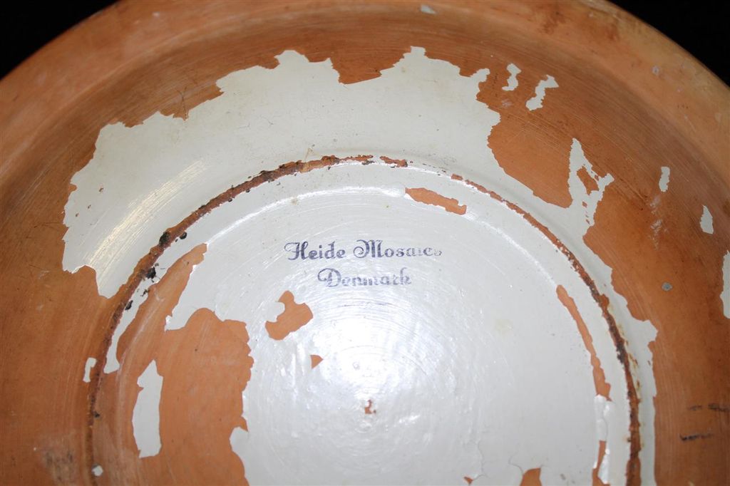 VintageTerra-cotta Charger with Inked stamped"Heide Mosaic Denmark"Circa1960's VintageTerra-cotta Charger with Inked stamped"Heide Mosaic Denmark"Circa1960's