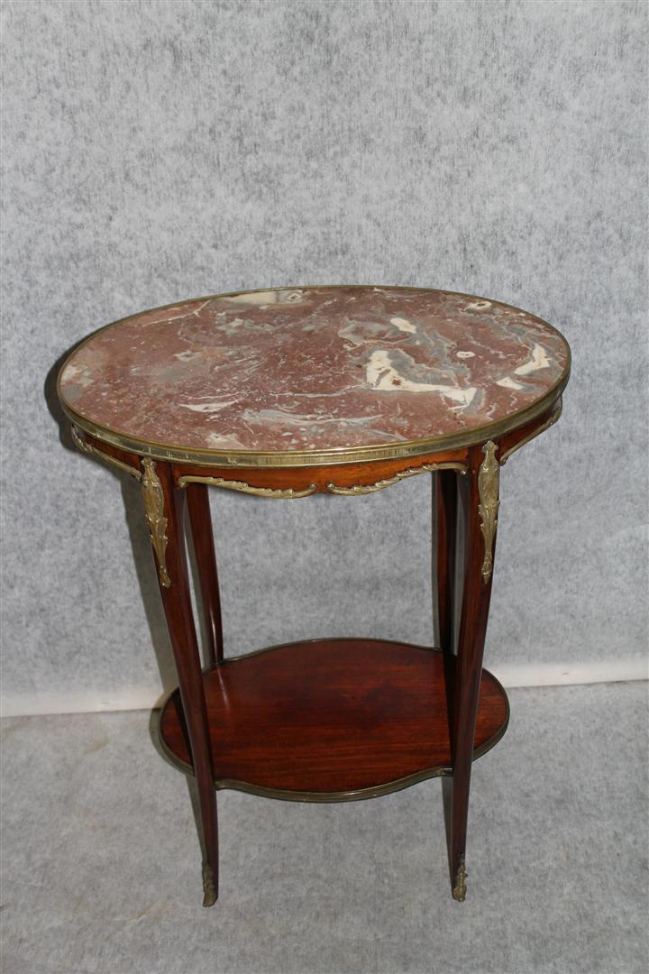 Old French Louis XV Bronze Ormolu Side Table with Inset Marble c. 1900's' Old French Louis XV Bronze Ormolu Side Table with Inset Marble c. 1900's'