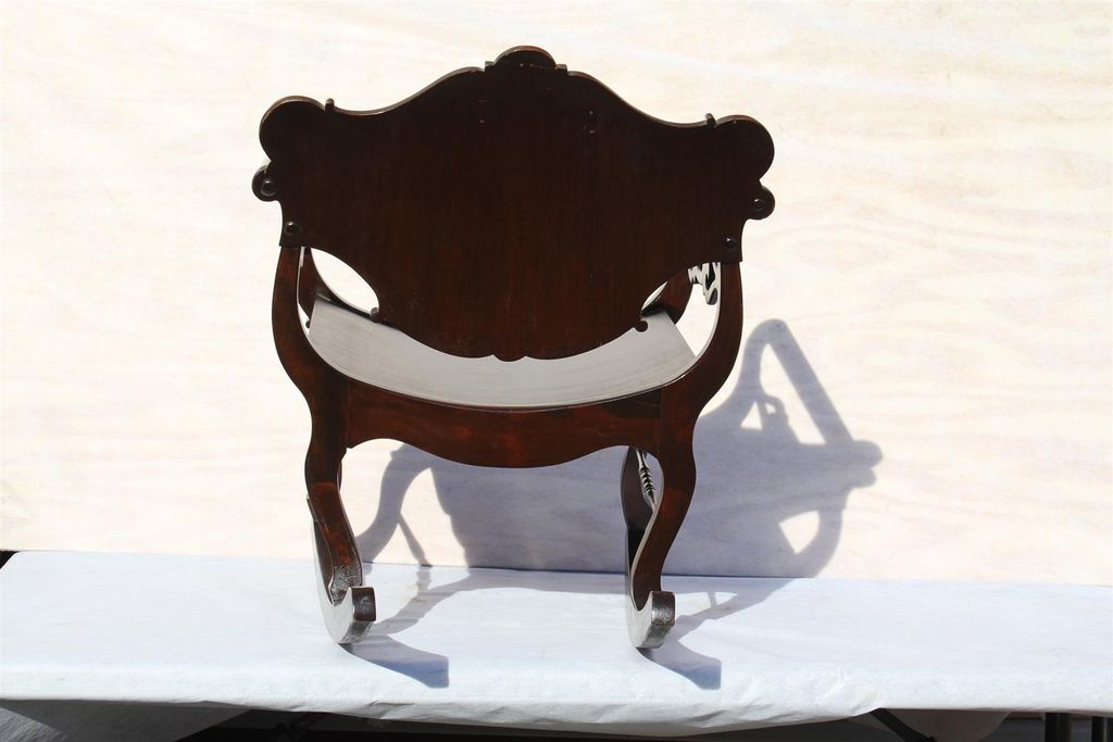 American Victorian Mahogany Rare Inlaid Rocking Chair, Turn of the Century American Victorian Mahogany Rare Inlaid Rocking Chair, Turn of the Century