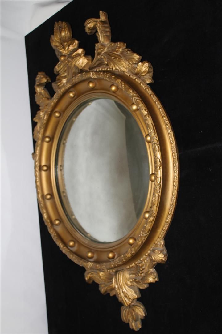 Antique French Gilded Butler's Mirror with Carving, Turn of the Century Antique French Gilded Butler's Mirror with Carving, Turn of the Century