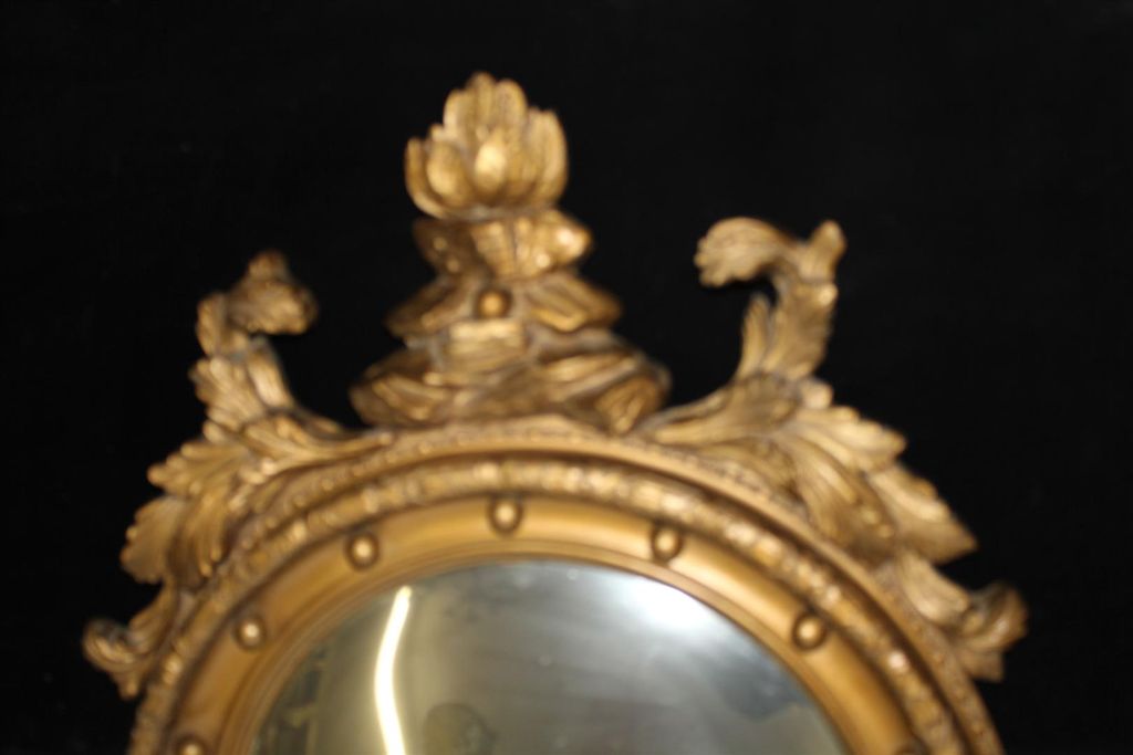 Antique French Gilded Butler's Mirror with Carving, Turn of the Century Antique French Gilded Butler's Mirror with Carving, Turn of the Century