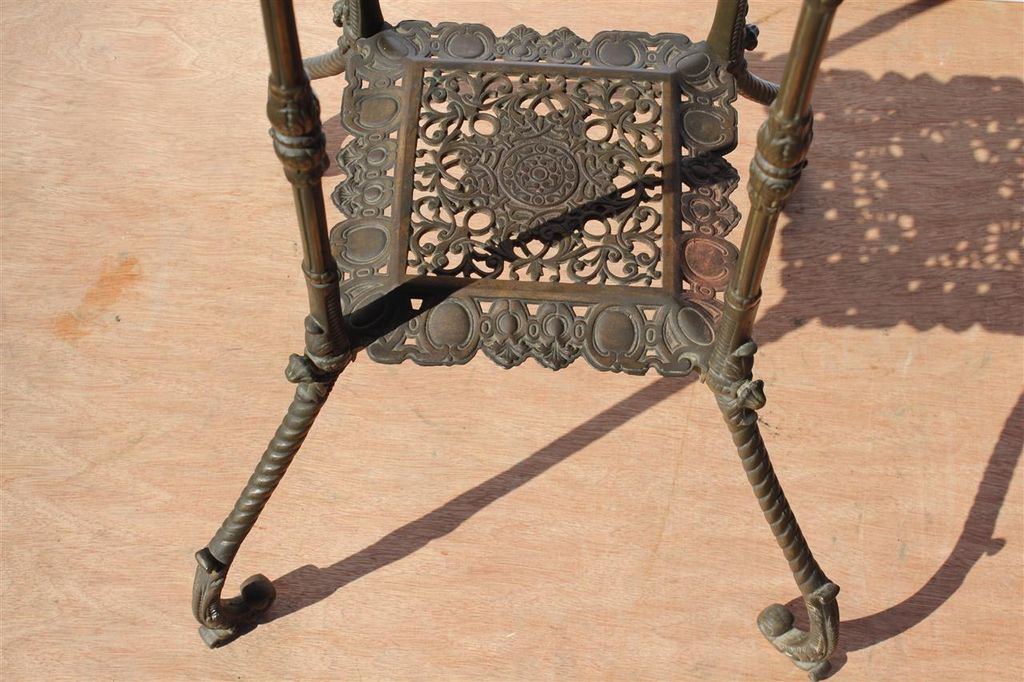Antique Victorian wrought Iron Onyx Table Plant Stand, Circa 19th Antique Victorian wrought Iron Onyx Table Plant Stand, Circa 19th