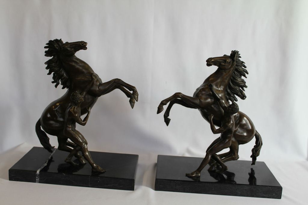 Vintage Pair of Bronze Sculpture of Horses of Marly after Guillaume Coustou Vintage Pair of Bronze Sculpture of Horses of Marly after Guillaume Coustou