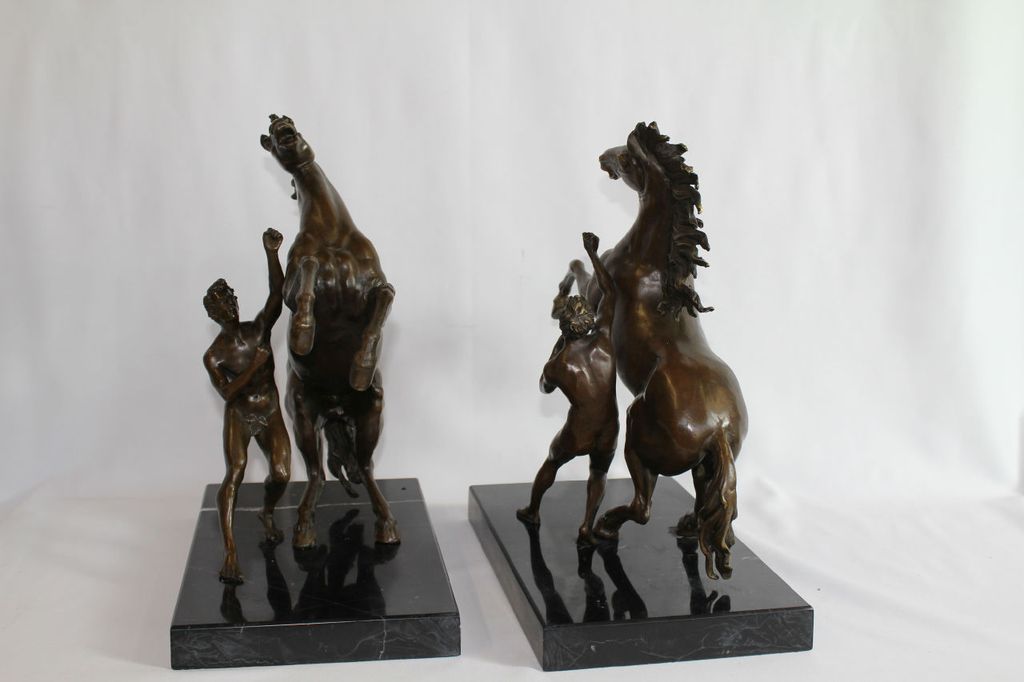 Vintage Pair of Bronze Sculpture of Horses of Marly after Guillaume Coustou Vintage Pair of Bronze Sculpture of Horses of Marly after Guillaume Coustou