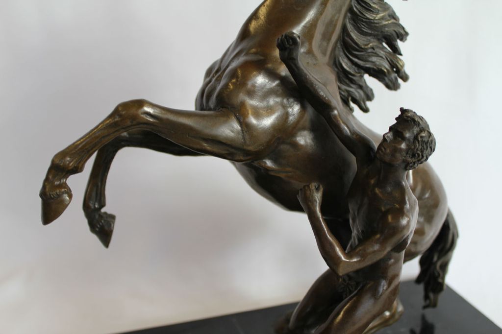 Vintage Pair of Bronze Sculpture of Horses of Marly after Guillaume Coustou Vintage Pair of Bronze Sculpture of Horses of Marly after Guillaume Coustou
