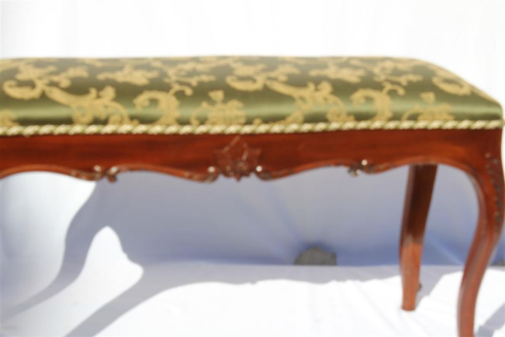19th French Louis XV Elegant Mahogany Long Bench, Completely Finished 19th French Louis XV Elegant Mahogany Long Bench, Completely Finished