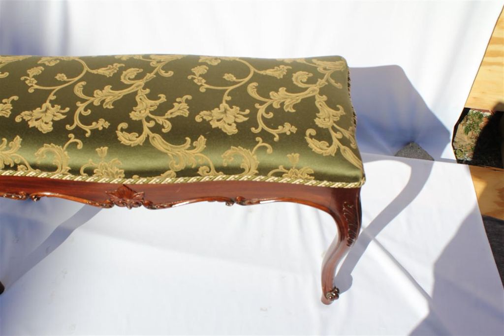 19th French Louis XV Elegant Mahogany Long Bench, Completely Finished 19th French Louis XV Elegant Mahogany Long Bench, Completely Finished