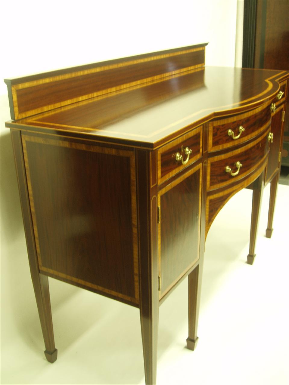 Antique Figured Mahogany English Hepplewhite Sideboard with Elaborate Inlaid Antique Figured Mahogany English Hepplewhite Sideboard with Elaborate Inlaid