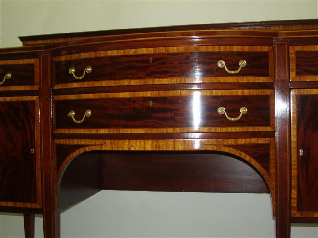 Antique Figured Mahogany English Hepplewhite Sideboard with Elaborate Inlaid Antique Figured Mahogany English Hepplewhite Sideboard with Elaborate Inlaid