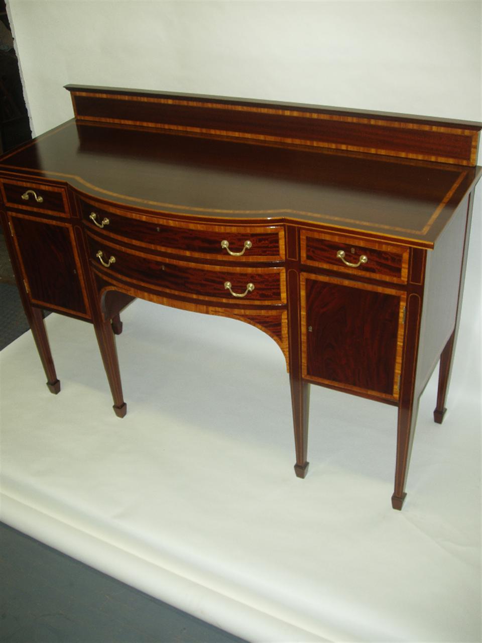 Antique Figured Mahogany English Hepplewhite Sideboard with Elaborate Inlaid Antique Figured Mahogany English Hepplewhite Sideboard with Elaborate Inlaid