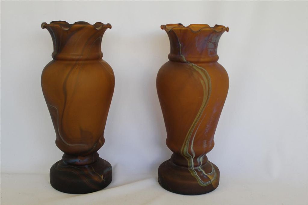 Studio Art Glass &hand Blown Vases with Amber Color Studio Art Glass &hand Blown Vases with Amber Color
