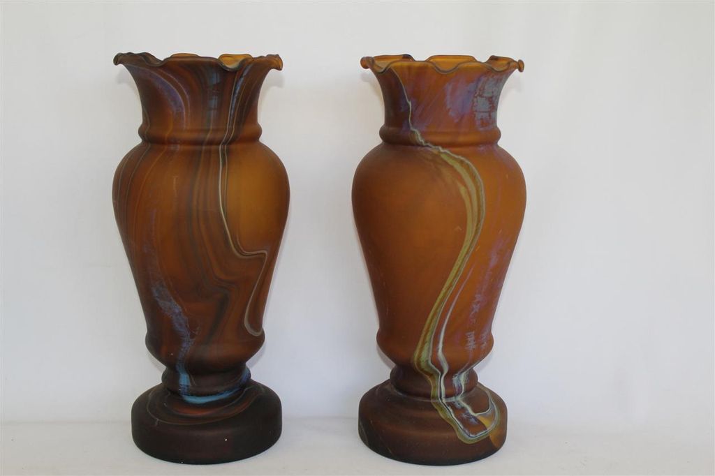 Studio Art Glass &hand Blown Vases with Amber Color Studio Art Glass &hand Blown Vases with Amber Color