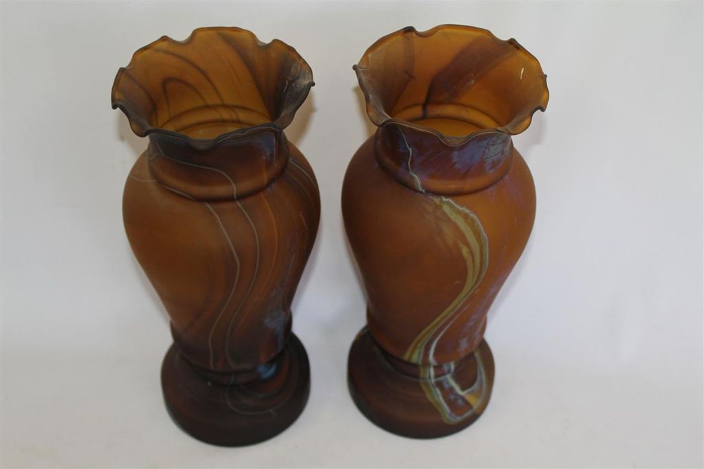Studio Art Glass &hand Blown Vases with Amber Color Studio Art Glass &hand Blown Vases with Amber Color