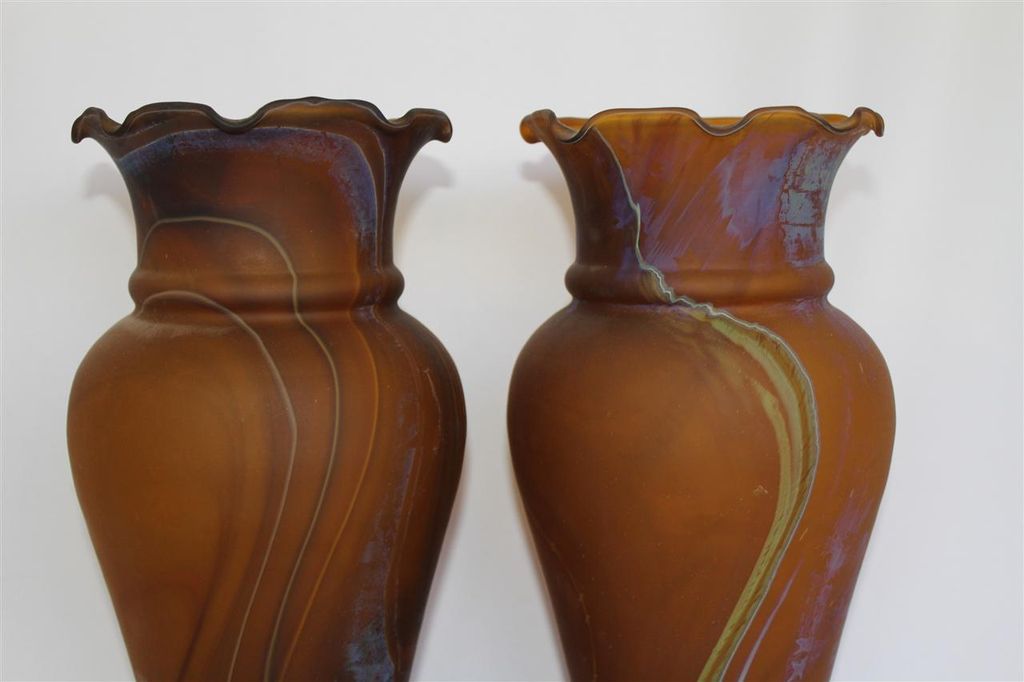 Studio Art Glass &hand Blown Vases with Amber Color Studio Art Glass &hand Blown Vases with Amber Color
