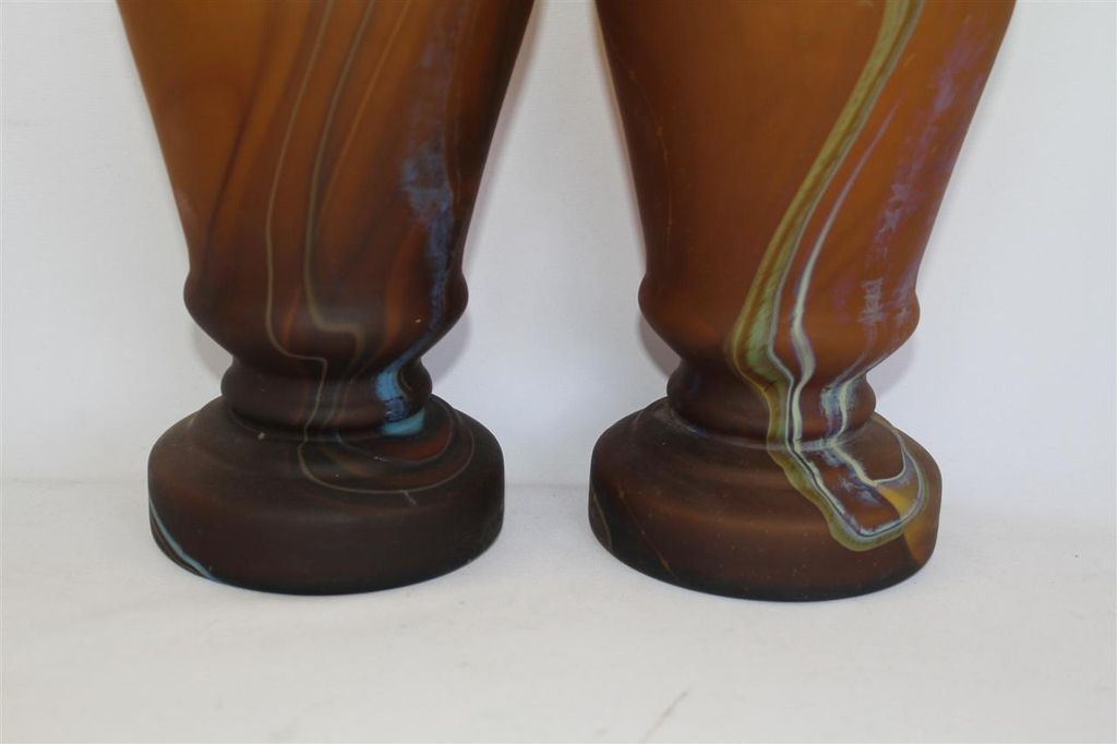 Studio Art Glass &hand Blown Vases with Amber Color Studio Art Glass &hand Blown Vases with Amber Color