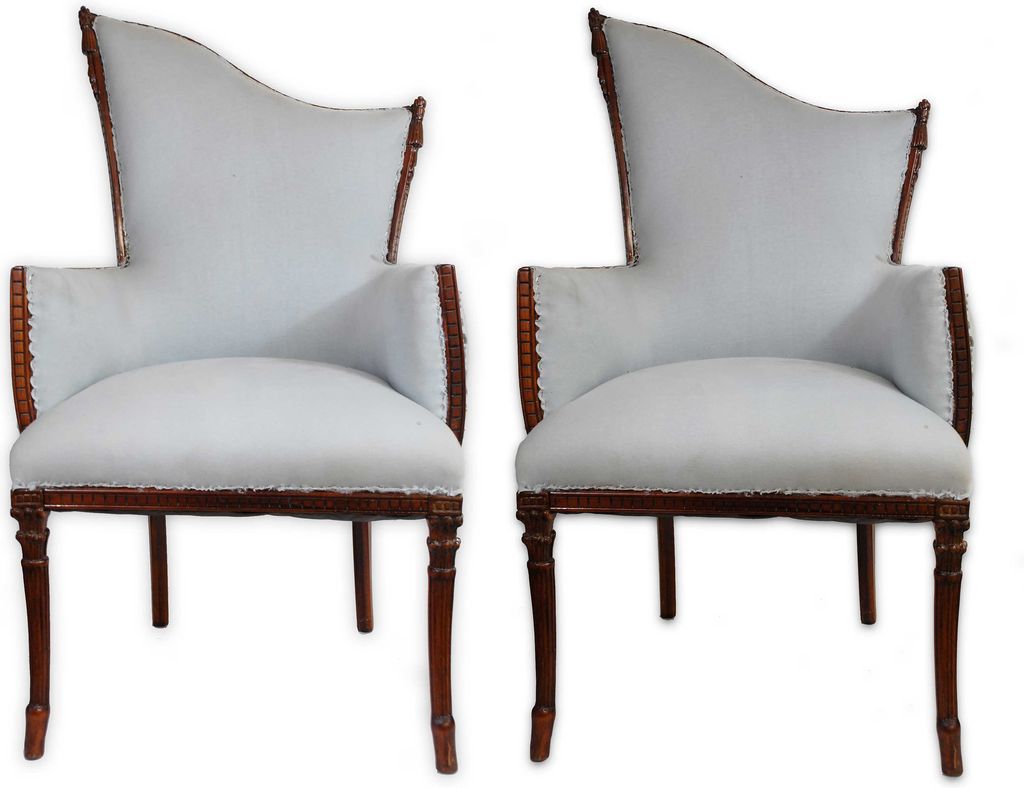 Pair of Decorative Fireplace Side Chairs, c. 1930 Pair of Decorative Fireplace Side Chairs, c. 1930