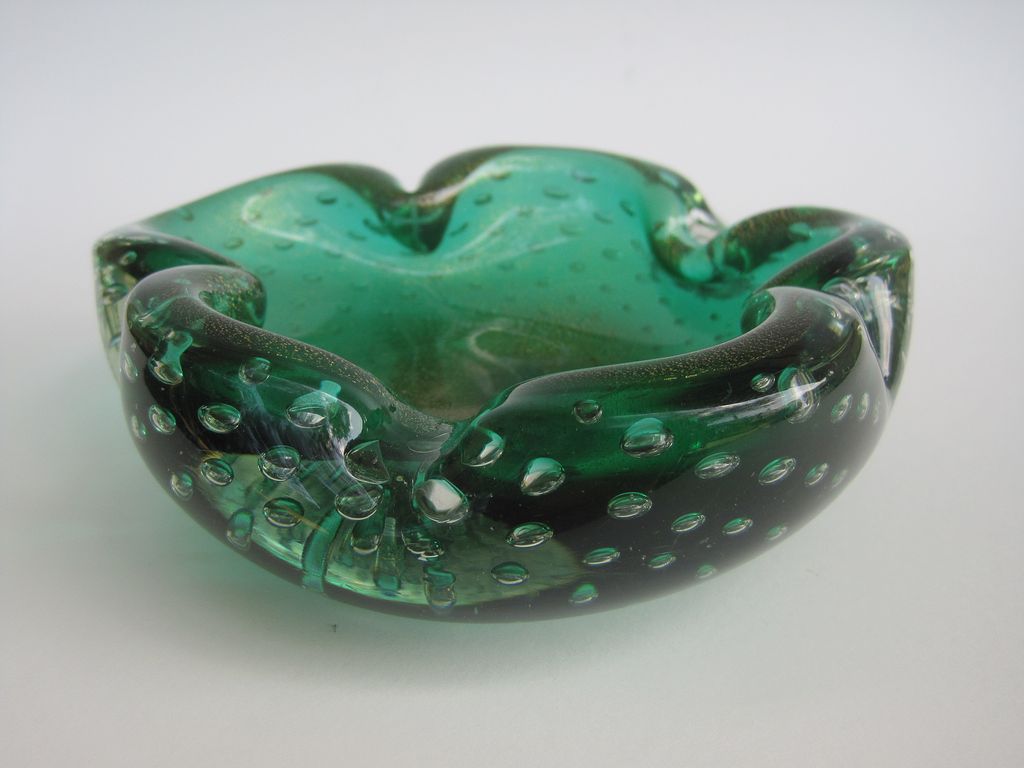Vintage Murano Seguso Bowl Green Gold And Bubbles Vintage Murano Seguso Bowl Green Gold And Bubbles