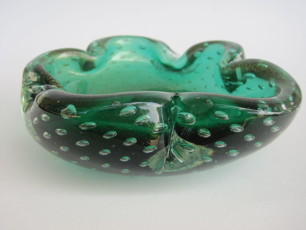 Vintage Murano Seguso Bowl Green Gold And Bubbles Vintage Murano Seguso Bowl Green Gold And Bubbles