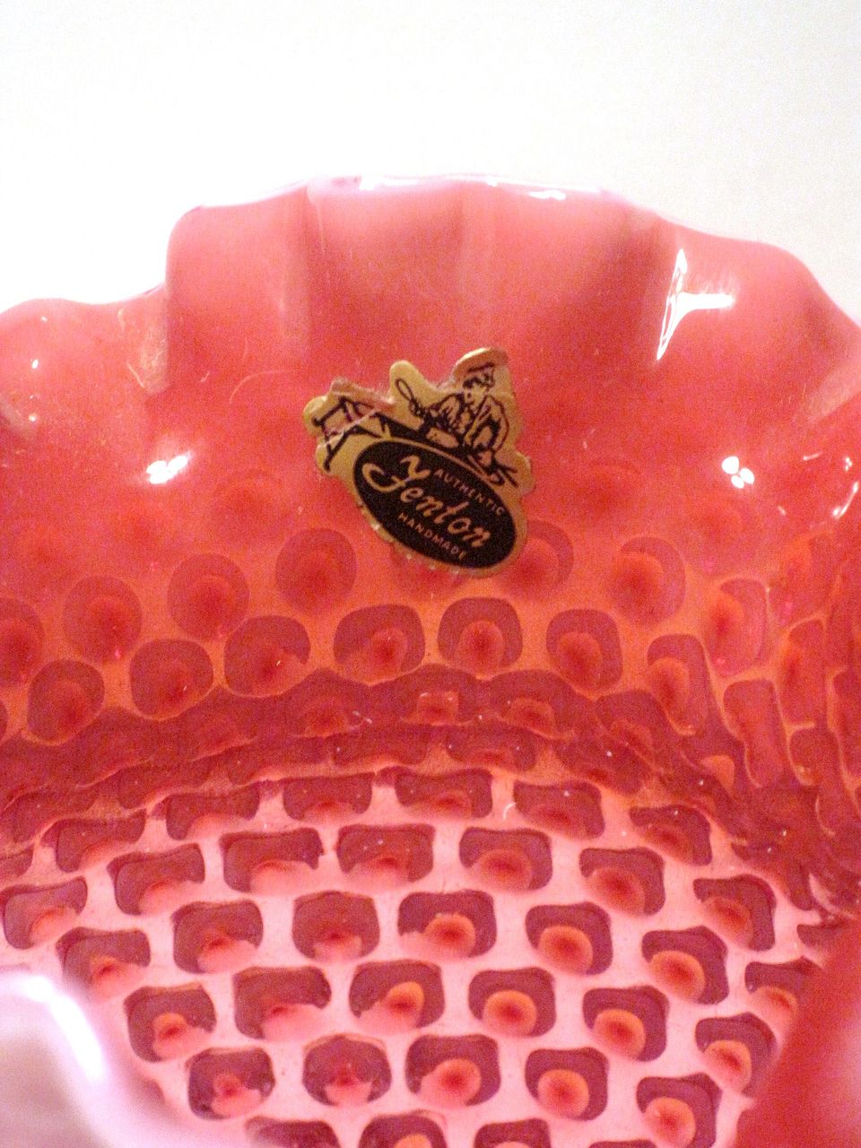 Fenton Cranberry Opalescent Hobnail Vintage Vase Original Label Fenton Cranberry Opalescent Hobnail Vintage Vase Original Label