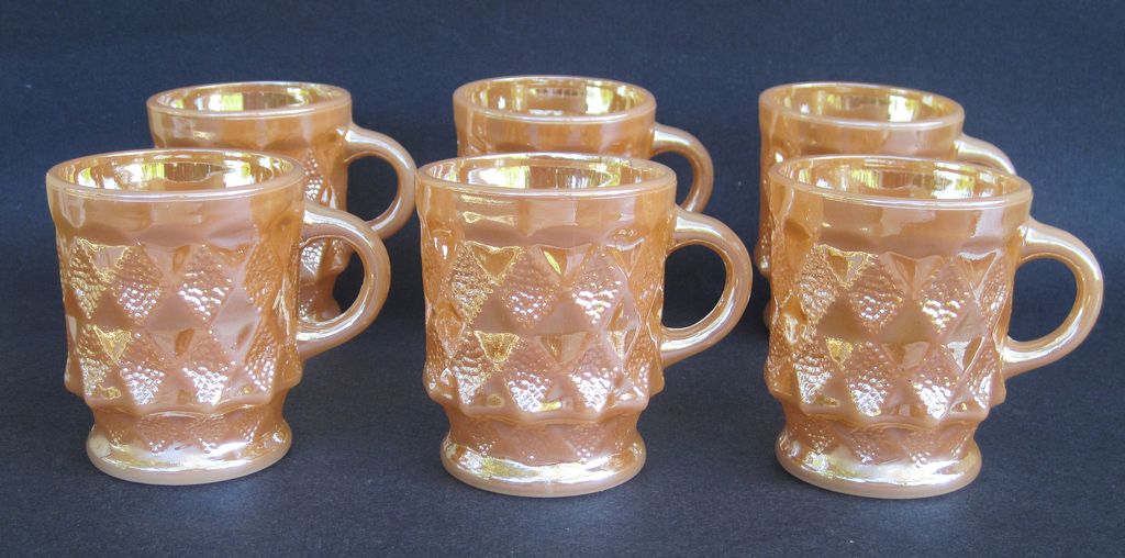 Six Fire King Mugs With Luster Six Fire King Mugs With Luster