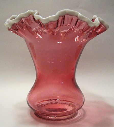 Fenton Vintage Large Ruby Snow Crest Vase Unusual Fenton Vintage Large Ruby Snow Crest Vase Unusual