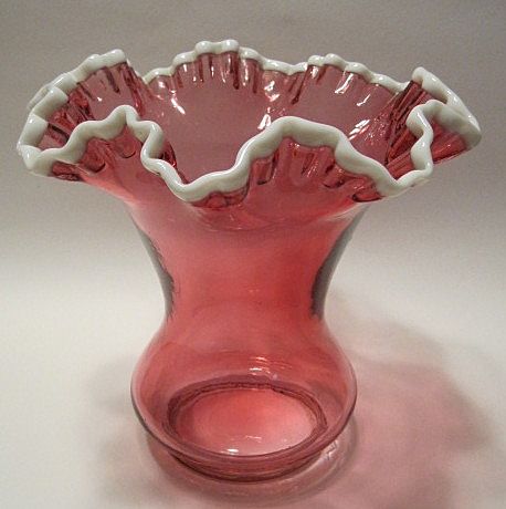 Fenton Vintage Large Ruby Snow Crest Vase Unusual Fenton Vintage Large Ruby Snow Crest Vase Unusual
