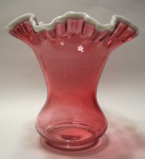 Fenton Vintage Large Ruby Snow Crest Vase Unusual Fenton Vintage Large Ruby Snow Crest Vase Unusual