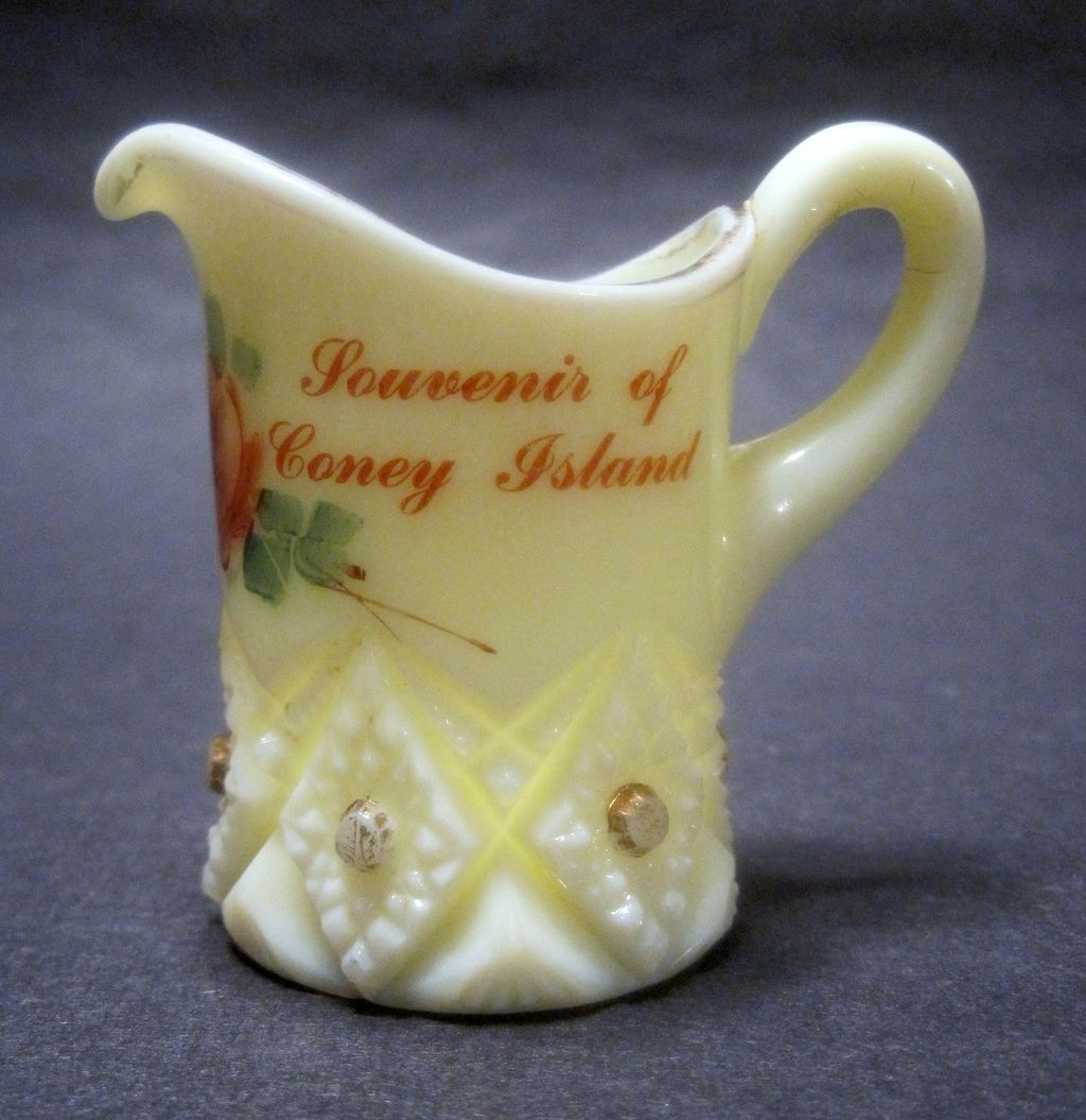 Custard Glass Mini Pitcher Souvenir of Coney Island Custard Glass Mini Pitcher Souvenir of Coney Island