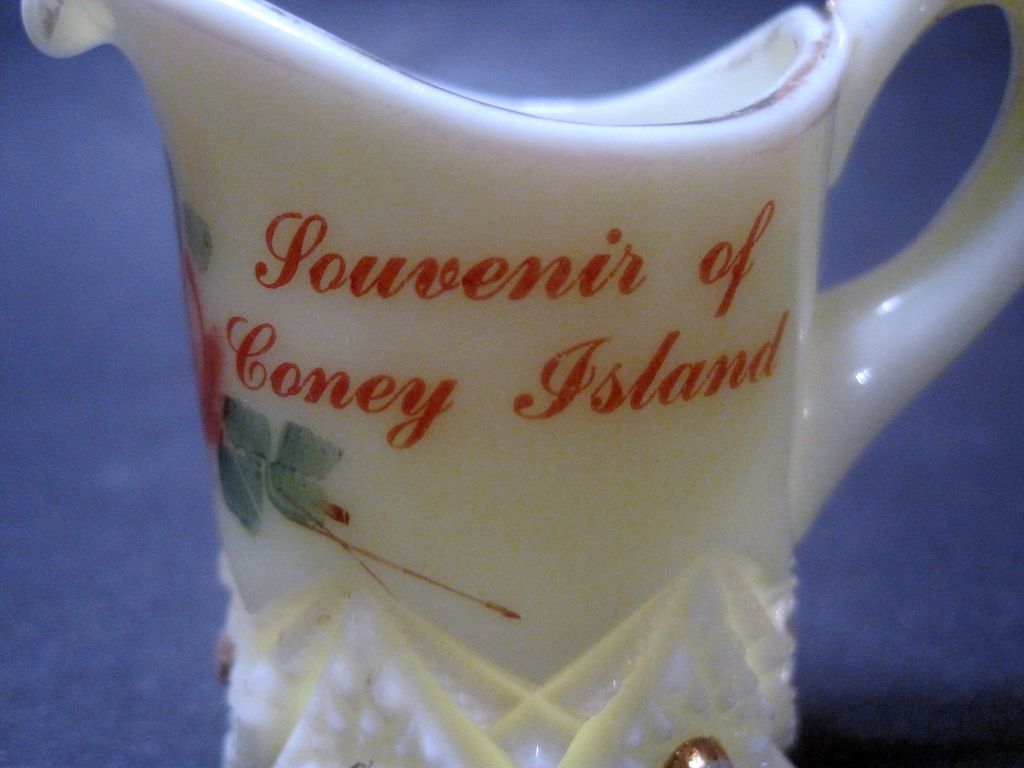 Custard Glass Mini Pitcher Souvenir of Coney Island Custard Glass Mini Pitcher Souvenir of Coney Island