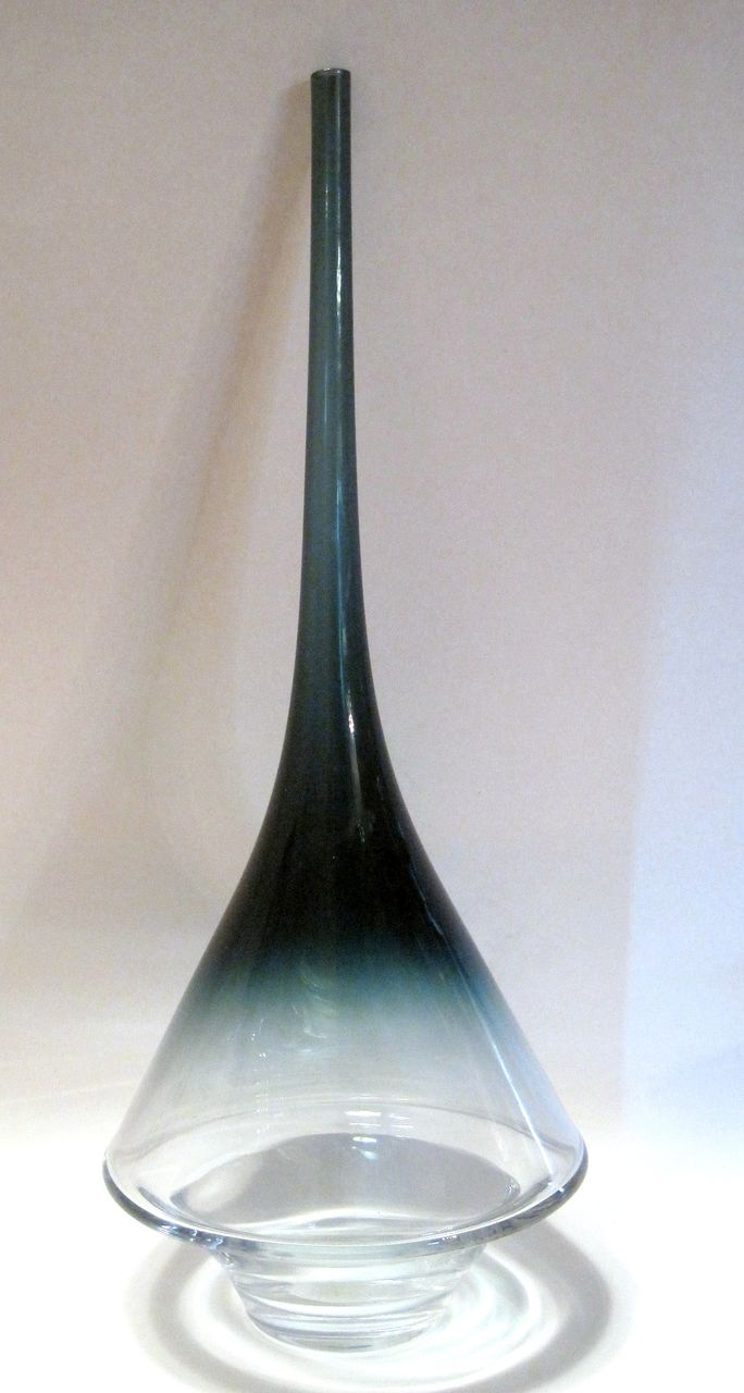 Johansfors Sweden 18" Vase Slim Neck Green & Clear Johansfors Sweden 18" Vase Slim Neck Green & Clear