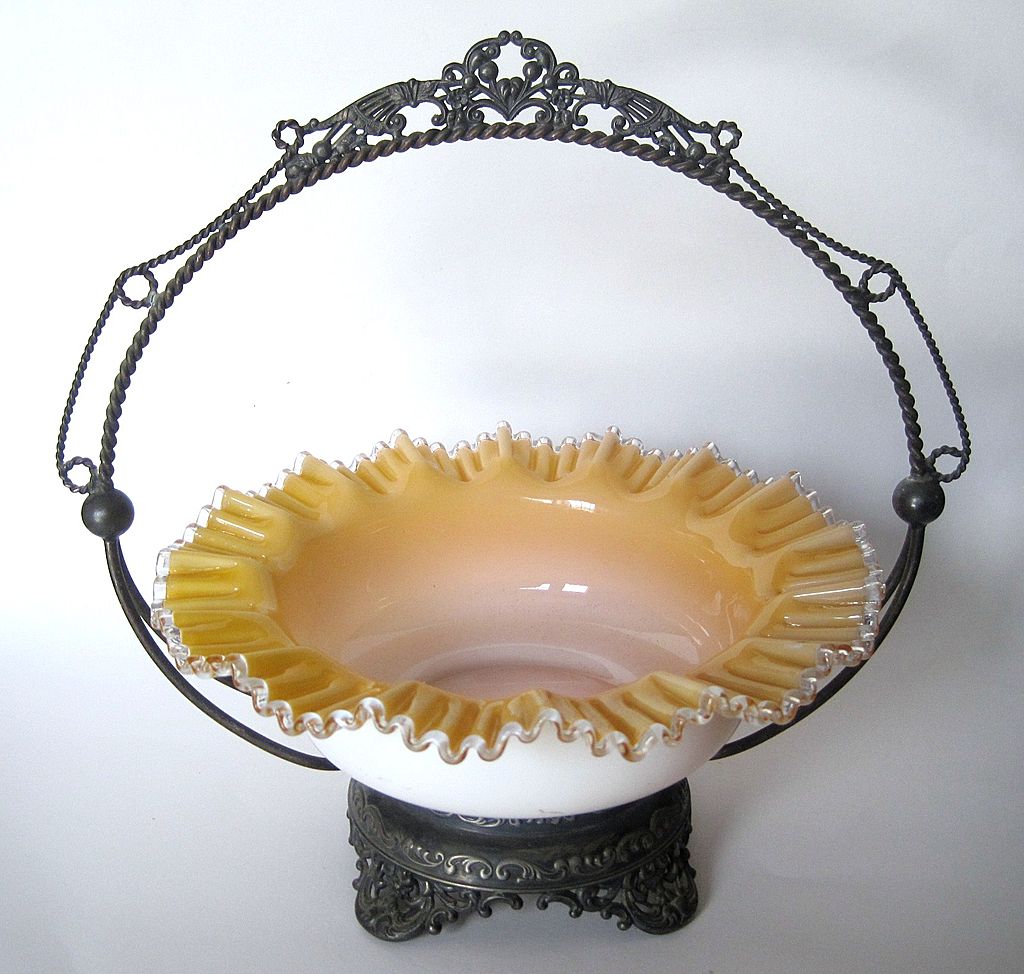 Antique Brides Basket Art Glass And Silverplate Antique Brides Basket Art Glass And Silverplate