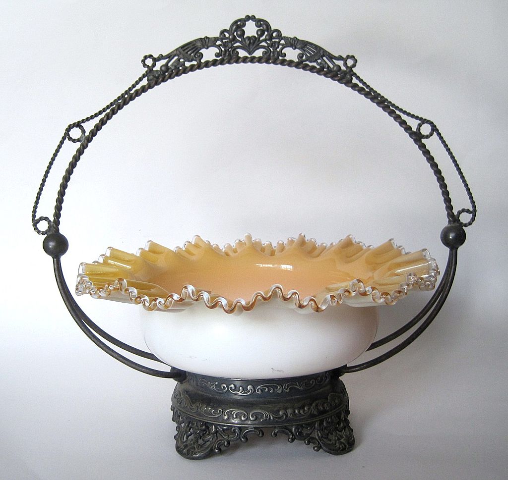 Antique Brides Basket Art Glass And Silverplate Antique Brides Basket Art Glass And Silverplate