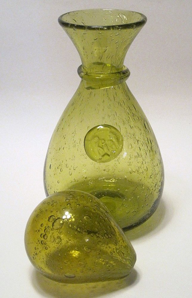 Biot Vintage French Art Glass Decanter Wine Bottle Air Bubbles Biot Vintage French Art Glass Decanter Wine Bottle Air Bubbles