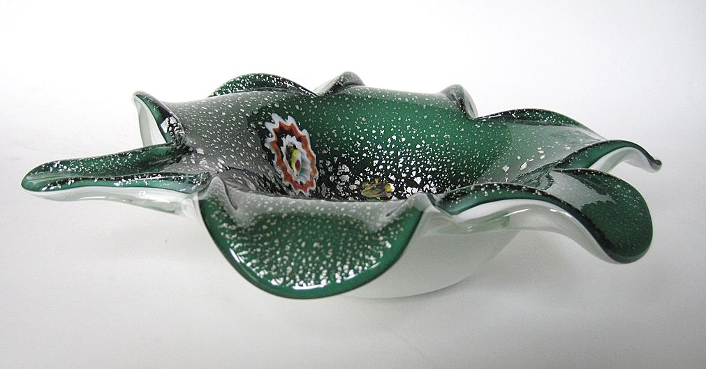 Vintage Murano Large Leaf Bowl Fratelli Toso Canes Vintage Murano Large Leaf Bowl Fratelli Toso Canes