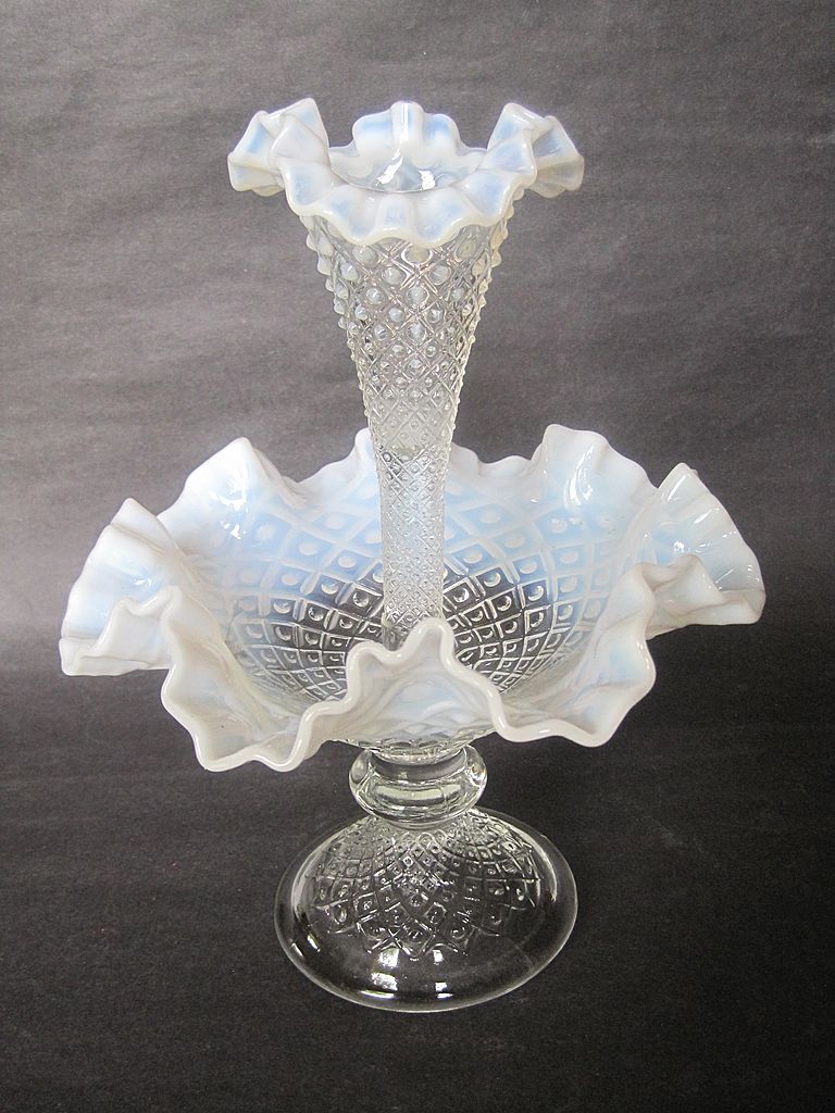 Vintage Fenton French Opalescent Diamond Lace Epergne Vintage Fenton French Opalescent Diamond Lace Epergne