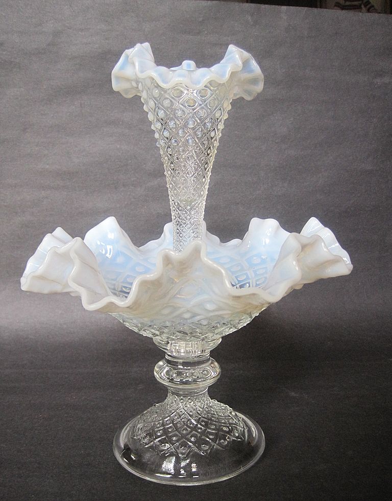 Vintage Fenton French Opalescent Diamond Lace Epergne Vintage Fenton French Opalescent Diamond Lace Epergne