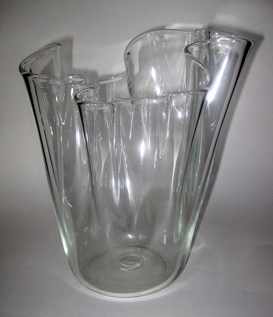 Vintage Murano Large Crystal Handkerchief Vase Vintage Murano Large Crystal Handkerchief Vase