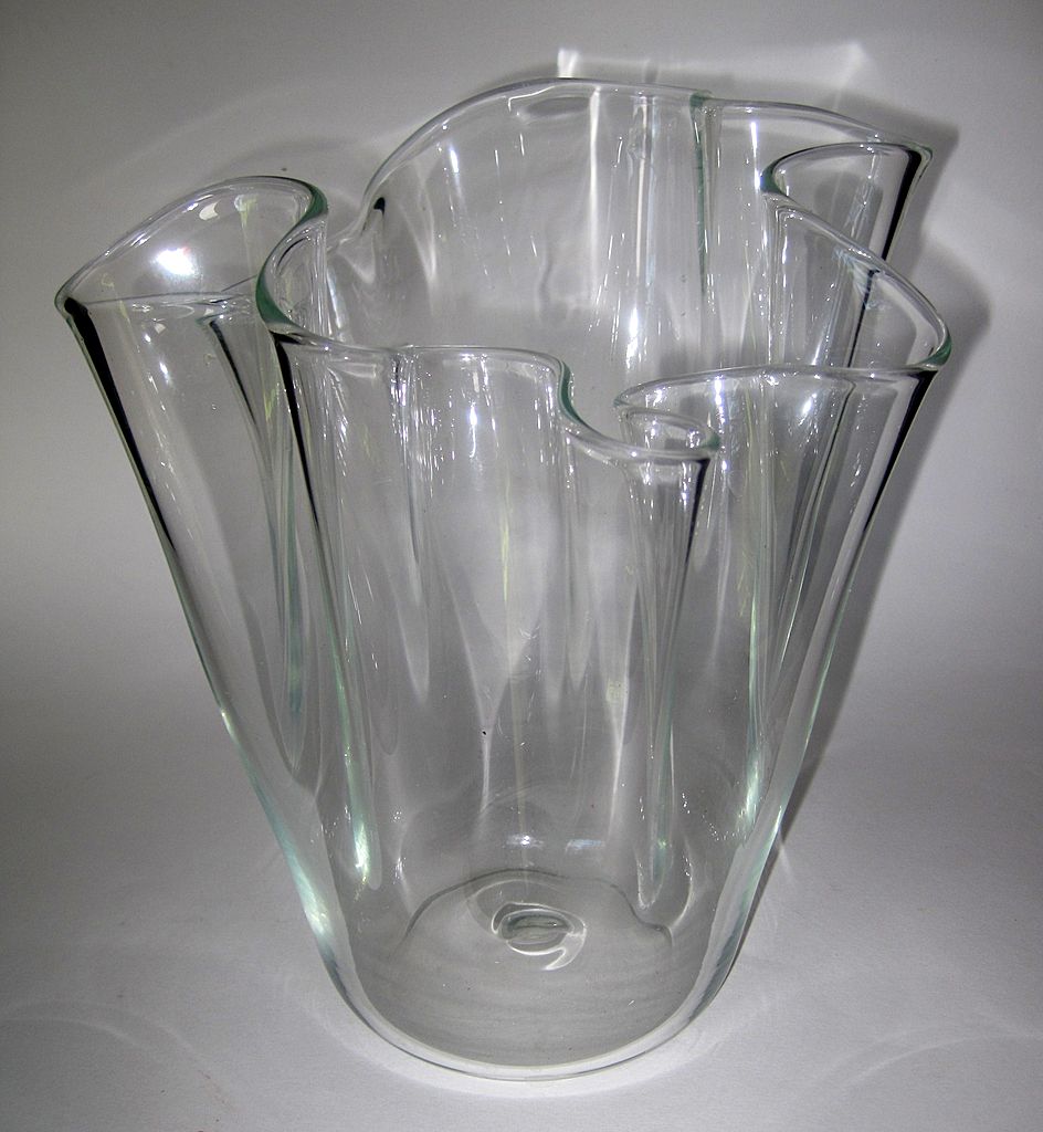 Vintage Murano Large Crystal Handkerchief Vase Vintage Murano Large Crystal Handkerchief Vase