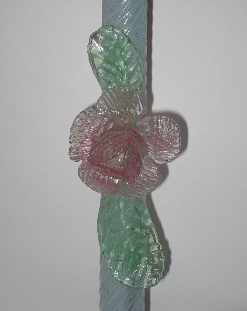Vintage Murano Lamp With Applied Flower Vintage Murano Lamp With Applied Flower