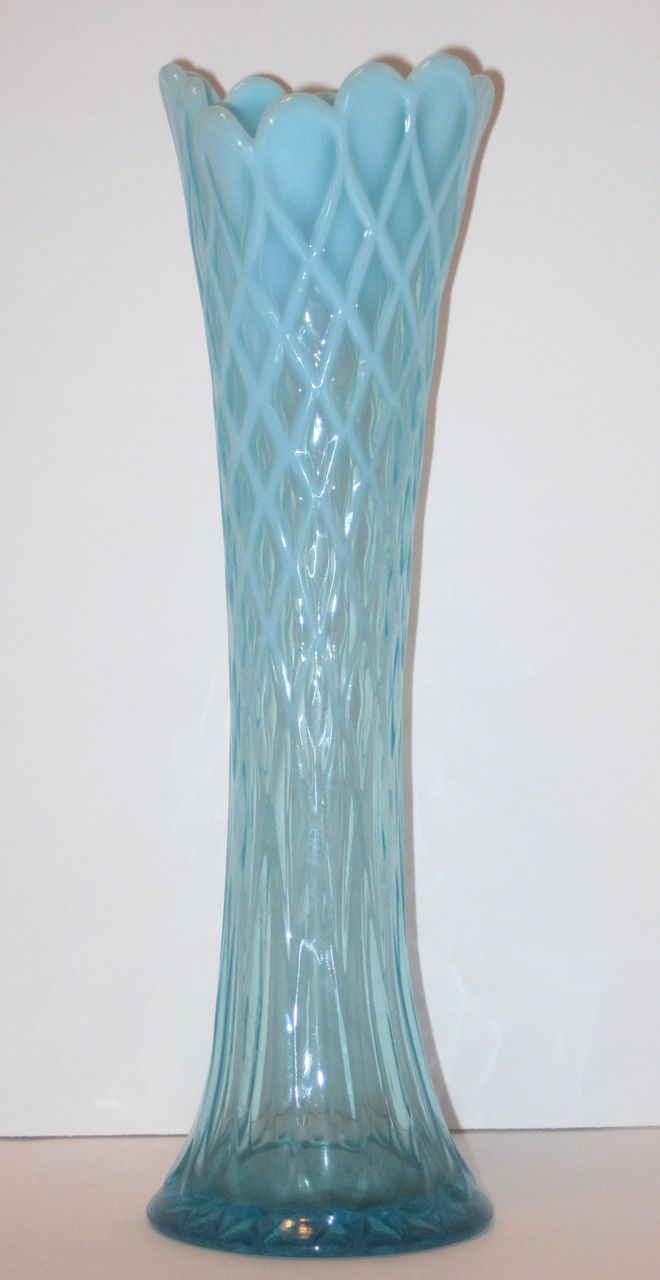 Vintage Blue Opalescent Diamond Vase Vintage Blue Opalescent Diamond Vase