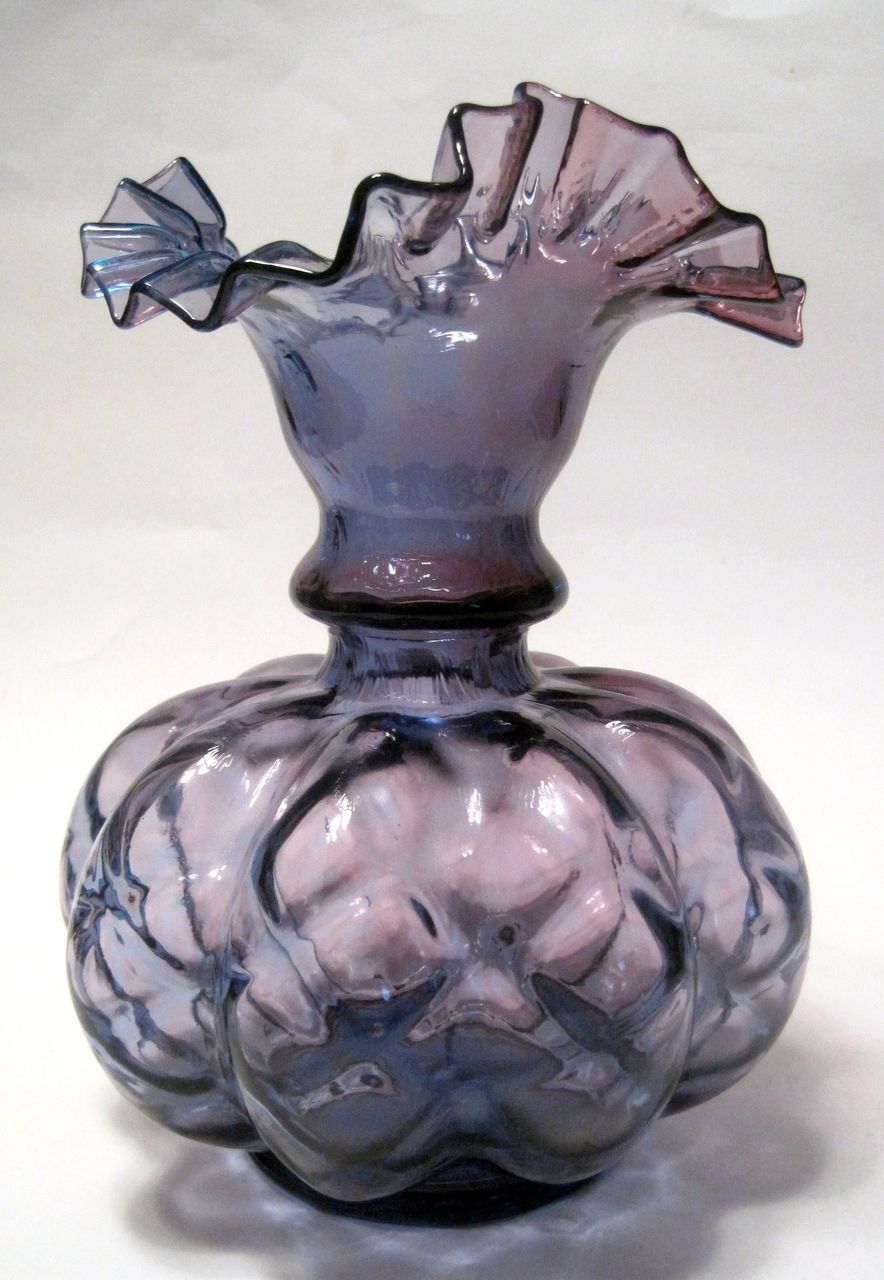 Vintage Fenton Large Mulberry Diamond Optic Vase Vintage Fenton Large Mulberry Diamond Optic Vase