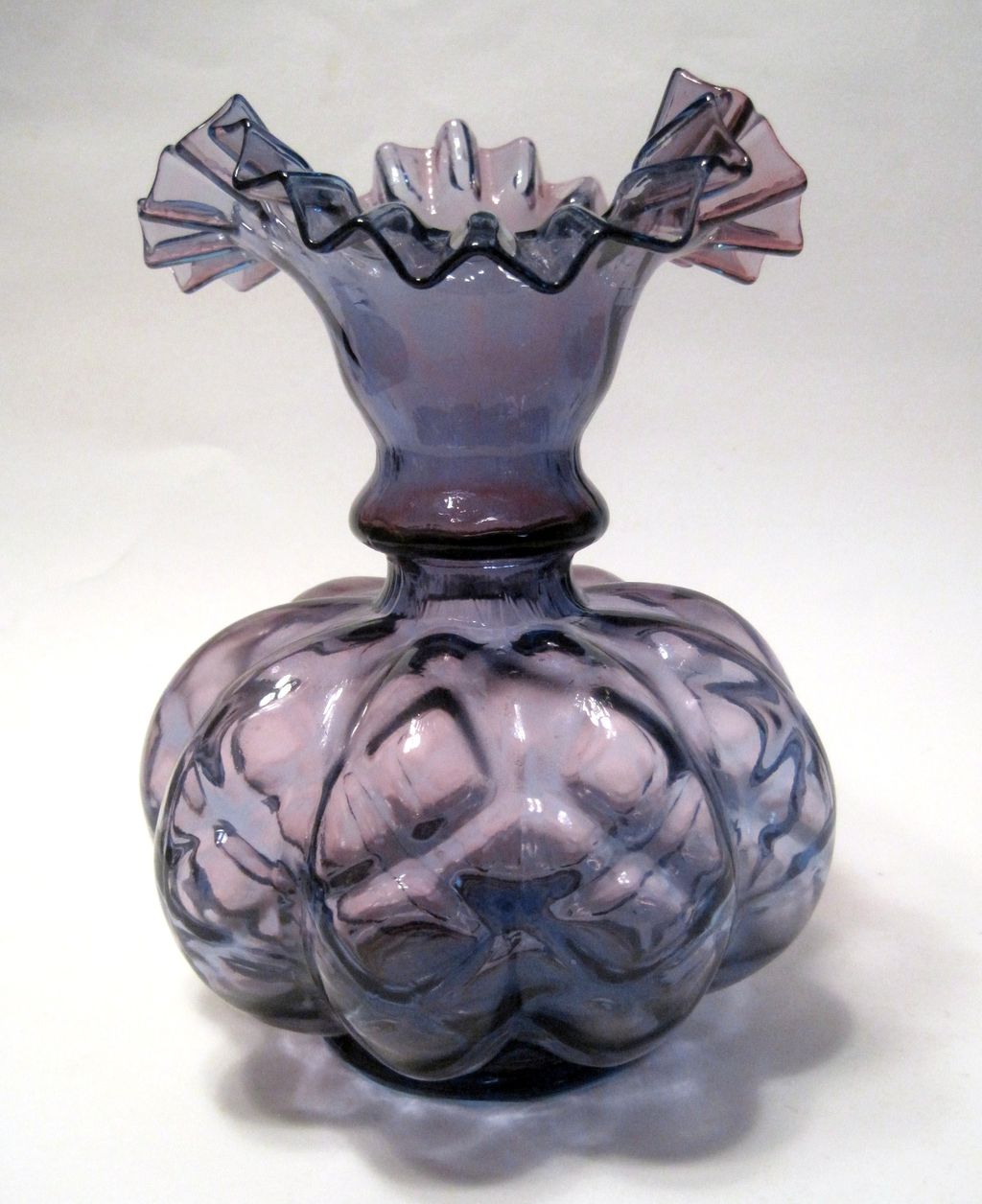 Vintage Fenton Large Mulberry Diamond Optic Vase Vintage Fenton Large Mulberry Diamond Optic Vase