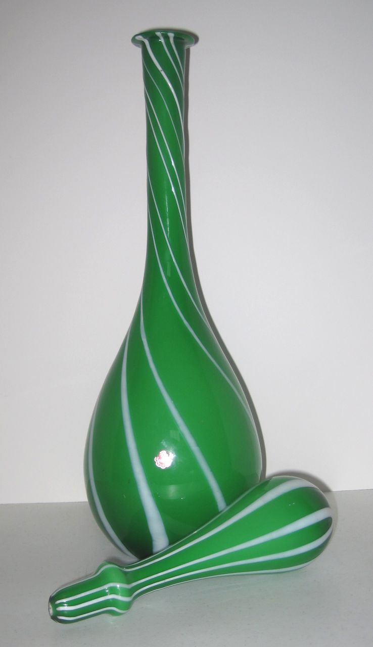 Vintage Murano Green Cased Glass Decanter Vintage Murano Green Cased Glass Decanter