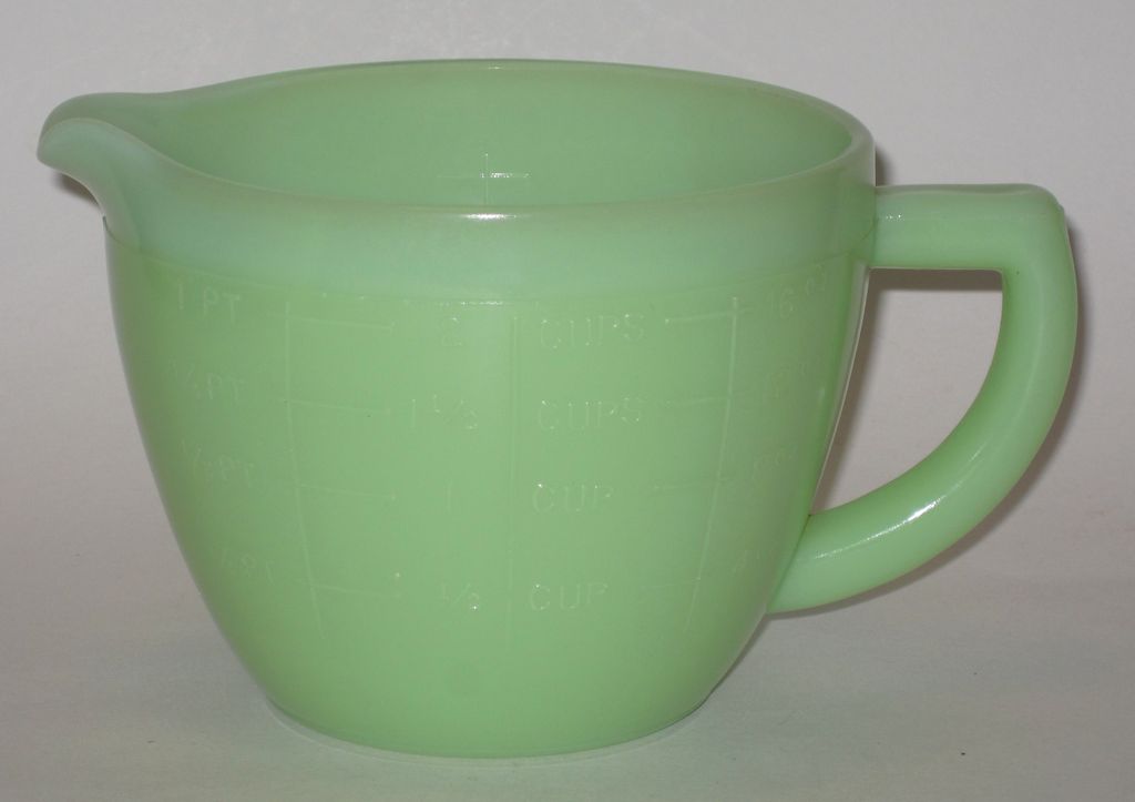 Vintage Jadite Two Cuo Measuring Cup Sunflower Base Vintage Jadite Two Cuo Measuring Cup Sunflower Base