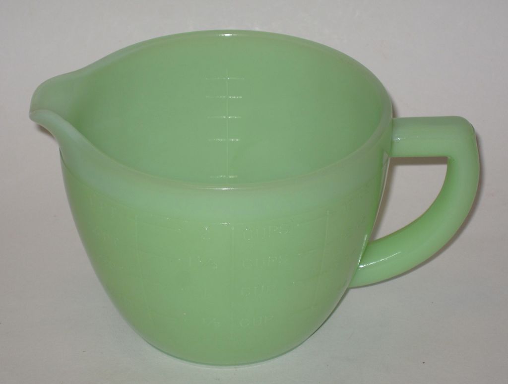 Vintage Jadite Two Cuo Measuring Cup Sunflower Base Vintage Jadite Two Cuo Measuring Cup Sunflower Base