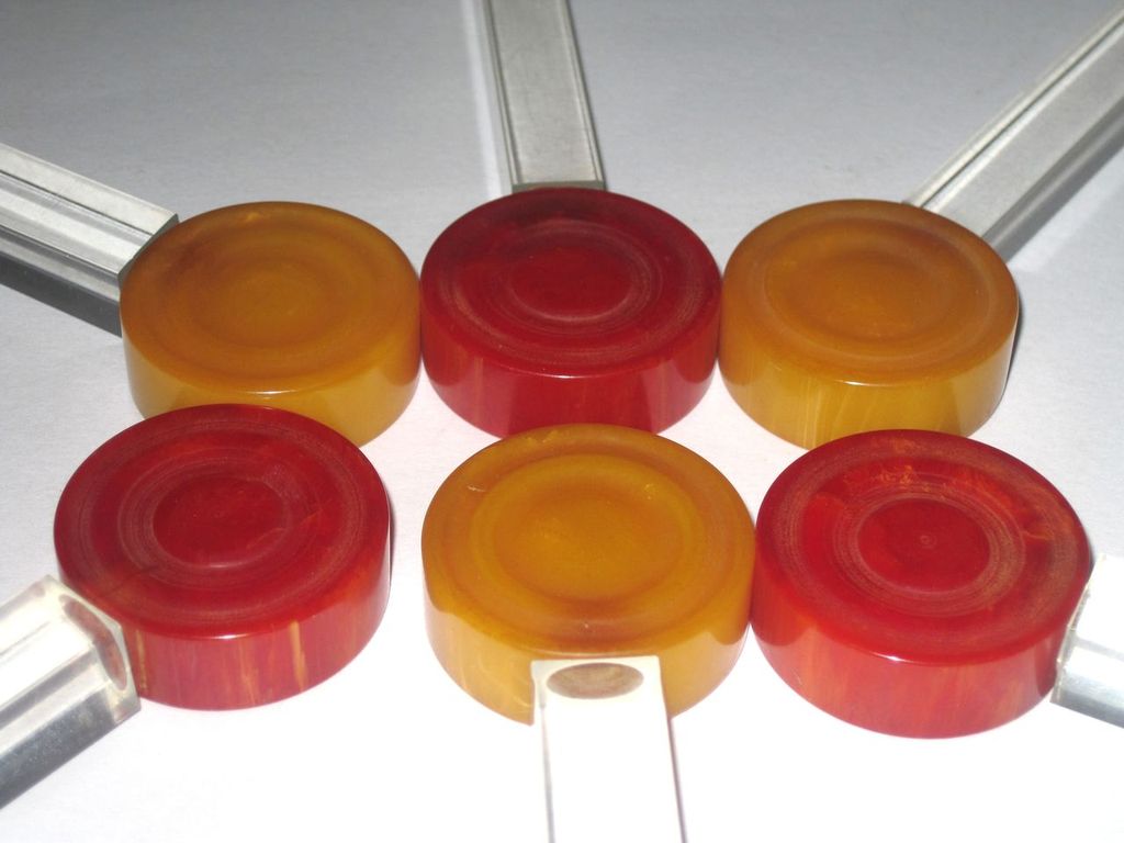 Vintage Bakelite Lollipops Cocktail Muddlers Butterscotch & Red Vintage Bakelite Lollipops Cocktail Muddlers Butterscotch & Red