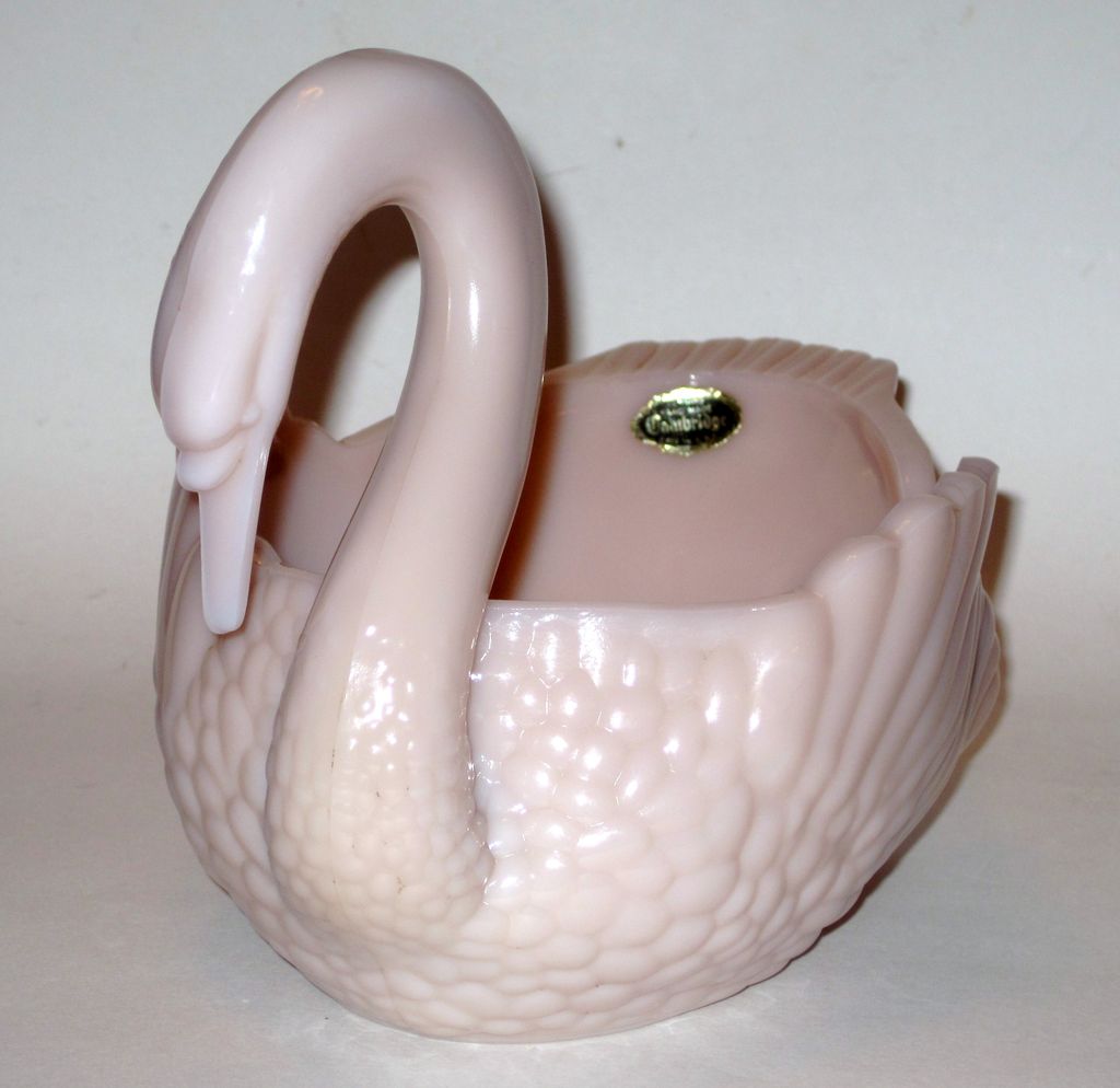 Cambridge Glass 8" Crown Tuscan Swan Original Label Cambridge Glass 8" Crown Tuscan Swan Original Label